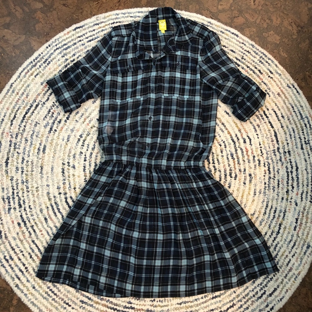 Plaid dropwaist shirtdress 90’s style babydoll